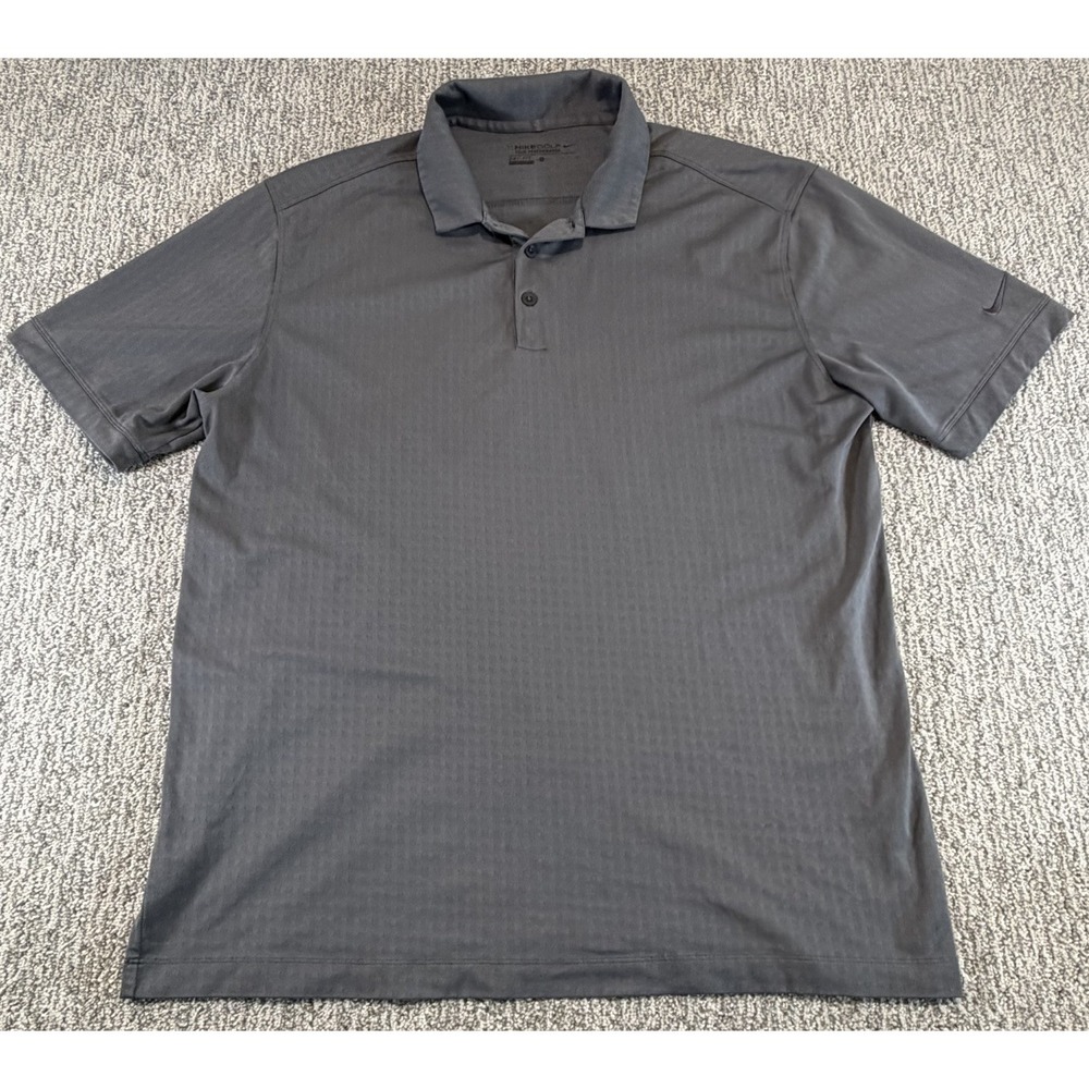 Nike Dri-FIT Golf Polo Shirt Mens L Gray Standard Fit Performance 677387-021